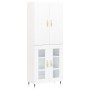 Credenza Bianca 69,5x34x180 cm in Legno Multistrato