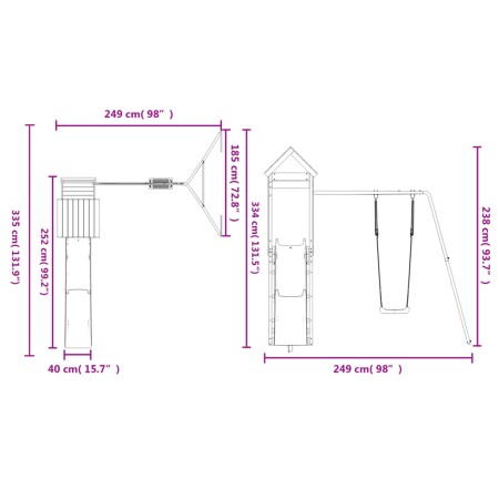 Set da Gioco da Esterno in Legno di Pino Impregnato