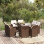 Set Divani da Giardino 9 pz con Cuscini in Polyrattan Marrone