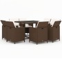 Set Divani da Giardino 9 pz con Cuscini in Polyrattan Marrone