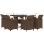 Set Divani da Giardino 9 pz con Cuscini in Polyrattan Marrone