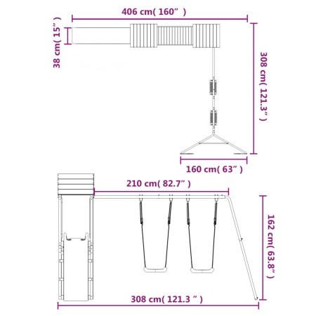 Set da Gioco da Esterno in Legno Massello di Douglas