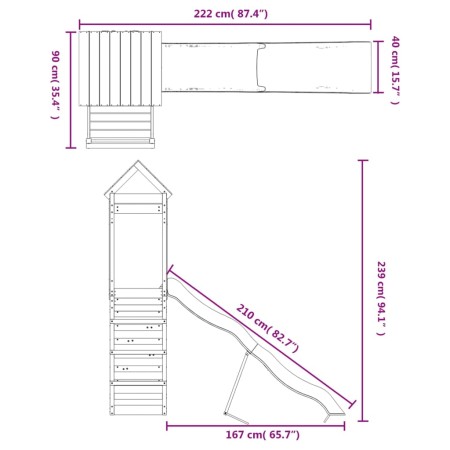 Set da Gioco da Esterno in Legno di Pino Impregnato