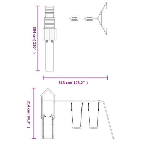 Set da Gioco da Esterno in Legno di Pino Impregnato