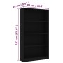 Libreria a 4 Ripiani Nera 80x24x142 cm in Legno Multistrato