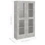 Armadietto Vetrina Grigio Cemento 82,5x30,5x150 cm Multistrato