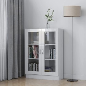 Armadietto Vetrina Bianco Lucido 82,5x30,5x115 cm Multistrato