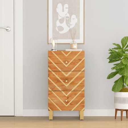 Credenza Marrone e Nera 40x33,5x75cm in Legno Massello di Mango