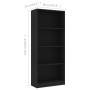 Libreria a 4 Ripiani Nera 60x24x142 cm in Legno Multistrato