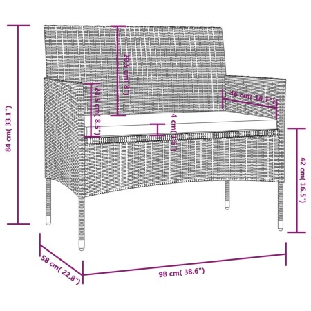 Set Divani da Giardino 16 pz con Cuscini in Polyrattan Marrone