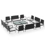 Set Divani da Giardino 16 pz con Cuscini in Polyrattan Nero