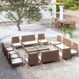 Set Divani da Giardino 16 pz con Cuscini in Polyrattan Marrone