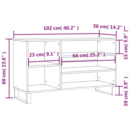 Scarpiera Grigio Sonoma 102x36x60 cm in Legno Multistrato