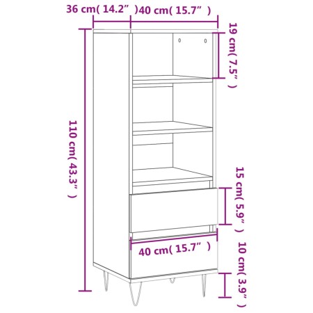 Credenza Grigio Sonoma 40x36x110 cm in Legno Multistrato