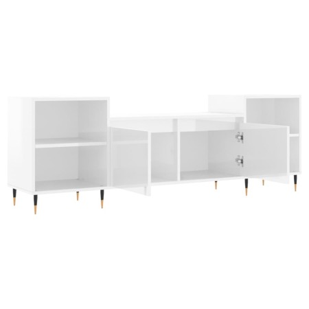 Mobile Porta TV Bianco Lucido 160x35x55 cm in Legno Multistrato