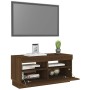 Mobile Porta TV con Luci LED Rovere Marrone 80x35x40 cm