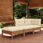 Set Divani da Giardino 3 pz con Cuscini Legno Massello di Pino