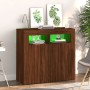 Credenza con Luci LED Rovere Marrone 80x35x75 cm