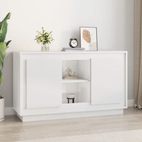 Credenza Bianco Lucido 102x35x60 cm in Legno Multistrato