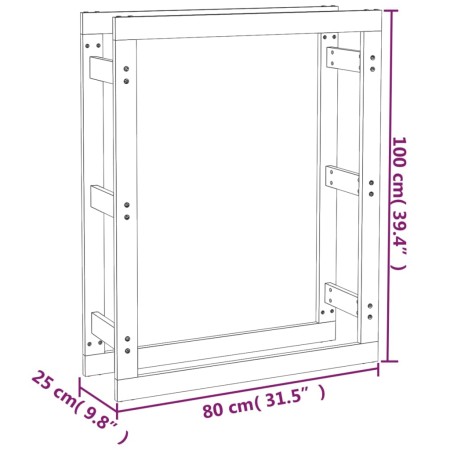 Portalegna Grigio 80x25x100 cm in Legno Massello di Pino