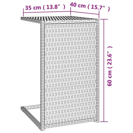 Tavolino a C Marrone 40x35x60 cm in Polyrattan