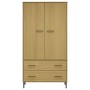 Armadio Gambe Metallo Marrone 90x55x172,5cm Legno Massello OSLO