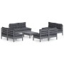 Set Divani da Giardino 9 pz con Cuscini Antracite Legno di Pino