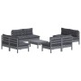 Set Divani da Giardino 9 pz con Cuscini Antracite Legno di Pino