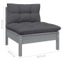 Set Divani da Giardino 9 pz con Cuscini Antracite Legno di Pino