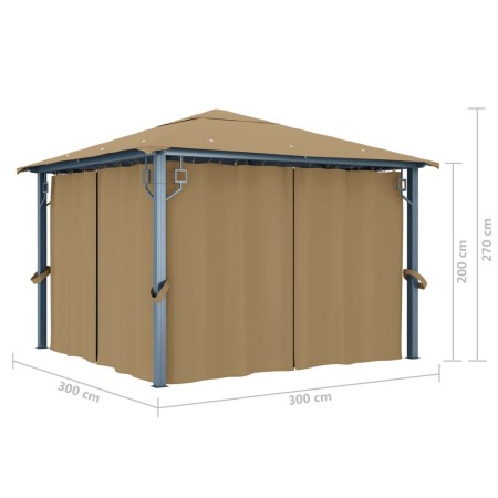 Gazebo con Tenda 300x300 cm Grigio Talpa in Alluminio