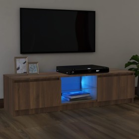 Mobile Porta TV con Luci LED Rovere Marrone 120x30x35,5 cm