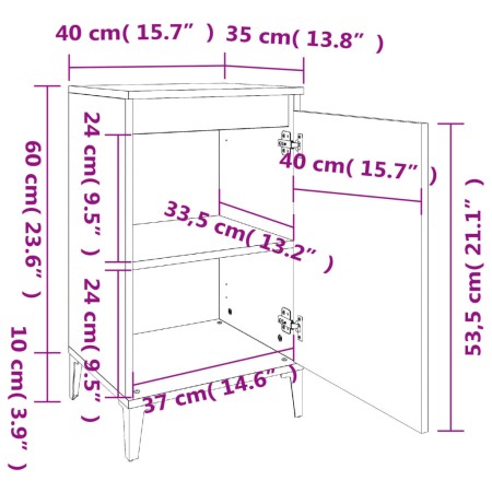 Comodini 2 pz Rovere Fumo 40x35x70 cm in Legno Multistrato