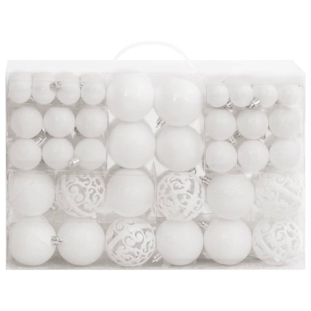 Set Palline di Natale 111 pz Bianco in Polistirene