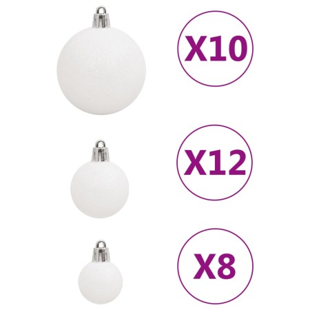 Set Palline di Natale 111 pz Bianco in Polistirene