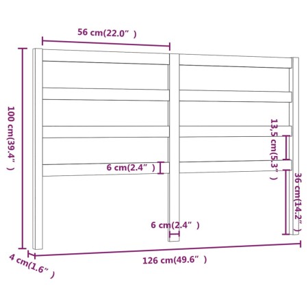 Testiera per Letto Bianca 126x4x100cm in Legno Massello di Pino