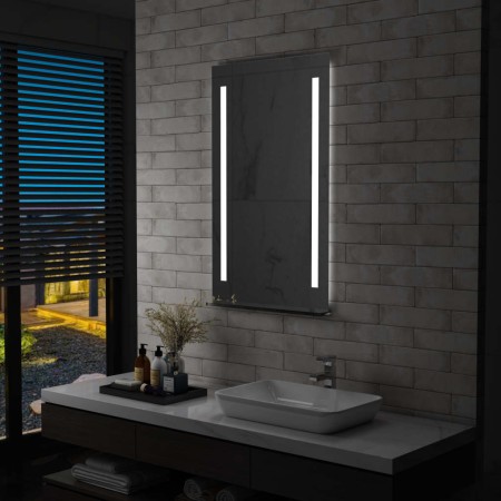 Specchio da Parete a LED per Bagno con Ripiano 60x100 cm