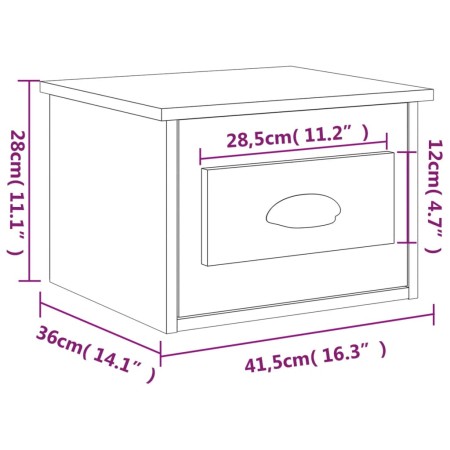 Comodini a Parete 2 pz Grigio Cemento 41,5x36x28 cm