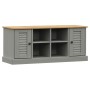 Panca Porta Scarpe Grigia VIGO 106x35x45 cm Legno Massello Pino