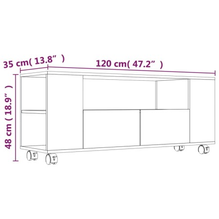 Mobile Porta TV Grigio 120x35x48 cm in Legno Multistrato