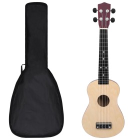 Set Ukulele Soprano con Borsa per Bambini Legno Naturale 23"