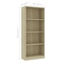 Libreria 4 Ripiani Rovere Sonoma 60x24x142 cm Legno Multistrato