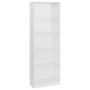 Libreria 5 Ripiani Bianco Lucido 60x24x175 cm Legno Multistrato