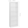 Libreria 5 Ripiani Bianco Lucido 60x24x175 cm Legno Multistrato