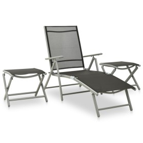 Set Divani da Giardino 3 pz in Textilene e Alluminio Argento