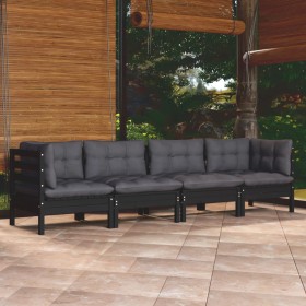 Set Divani da Giardino 4 pz con Cuscini Legno Massello di Pino