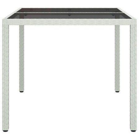 Tavolo Giardino 90x90x75 cm Vetro Temperato e Polyrattan Bianco