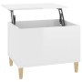 Tavolino Salotto Bianco Lucido 60x44,5x45 cm Legno Multistrato