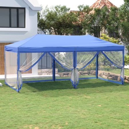 Tenda per Feste Pieghevole con Pareti Laterali Blu 3x6 m