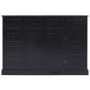 Credenza con 10 Cassetti Nera 113x30x79 cm in Legno