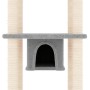 Albero per Gatti con Tiragraffi in Sisal Grigio Chiaro 169 cm